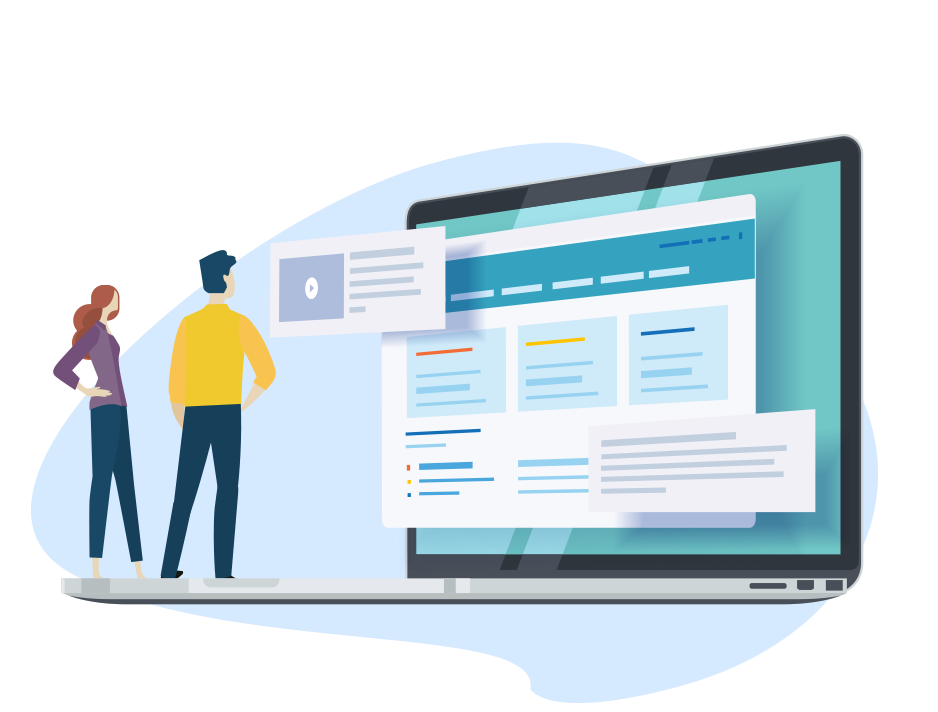 Clients looking at legal coaching resources on computer screen
